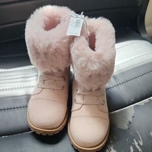 Pink Faux Fur Lined Boots - Kids 10